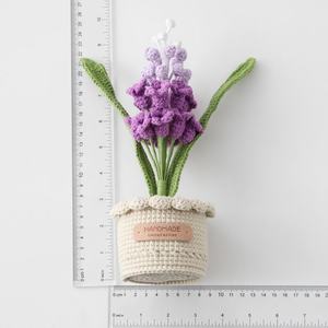Crochet Multiple Colors Finished Hand-Knitted Yarn Hyacinth Large Potted Home Decoration <b>Artificial</b> <b>Flower</b> - Product Image 4