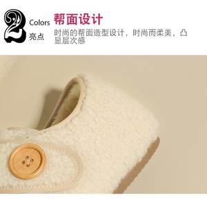 รองเท้าส้นเตี้ยแบบเปิดส้น หุ้มข้อต่ำ ส้นยางสูง 1-3 ซม. หัวกลม ขนสั้นเทียม ติดแถบเวลโคร - Product Image 5