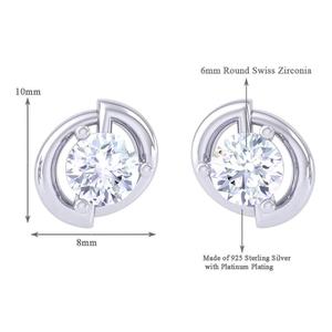 NOVAMART Fine 925 Sterling <b>Silver</b> <b>Stud</b> <b>Earrings</b> for Swiss Zirconia Solitaire with Platinum Plating Elegant Gift Women & Girls Wh - Product Image 3