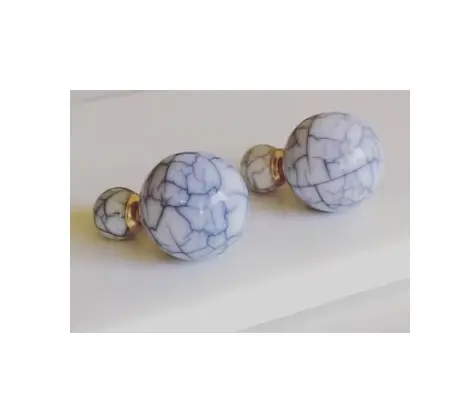 Boucle d'oreille marbre forme boll design haut laiton et marbre boucle d'oreille pour bouton de porte au meilleur prix