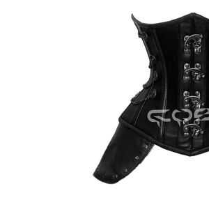 ชุดคอร์เซ็ทคอร์เซ็ทชุดเกราะแนวสตรีมพังค์สไตล์โกธิคชุดรัดเอวหนังเทียมสีดำมีโซ่และแผ่นสะโพก - Product Image 4