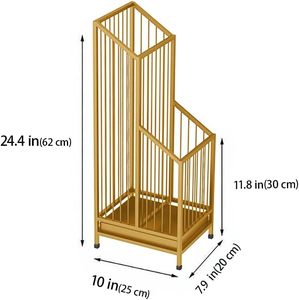 Porte-parapluie décoratif en métal avec bac d'égouttement, organisateur de parapluies autoportant pour la maison et le bureau, parapluie élégant en or - Product Image 6