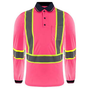 2025 Good Quality High Visibility Reflective Safety Polo <b>T</b>-<b>Shirt</b> Men Hi Viz Long Sleeves Workwear Polo <b>Shirts</b> - Product Image 1