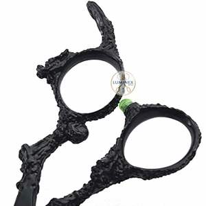 Ciseaux de coiffure professionnels pour la coupe et l'éclaircissage des cheveux, en acier inoxydable (acier japonais 420), poignée courte pour droitiers - Product Image 5