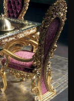 Ensemble de salle à manger Sahala de style antique européen, réglable, en bois massif, finition dorée, couleur personnalisée, pour usage hôtelier