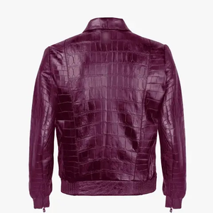 แจ็กเก็ตหนังงูลายนูนสำหรับผู้ชายแจ็กเก็ตหนังจระเข้ลายนูนดีไซน์ล่าสุดออกแบบโลโก้ได้ตามต้องการ - Product Image 6