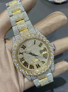 Montre mécanique de luxe en acier inoxydable pour hommes, breloque en diamant, cadran analogique, accessoire de mode le plus chaud, mouvement Eta - Product Image 2