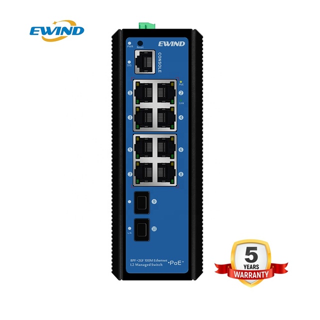 Managed 10 Port Network Industrial PoE Switch for CCTV IP Camera Industrial Management Switch