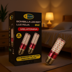 8W E27 Pack of 2 Red Night <b>Light</b> Melatonin Baby Sleep Bulb Comfortable 8-Hour Auto-Off Timer for Bedroom or Nursery - Product Image 3
