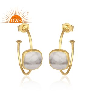 ต่างหูอัญมณี howlite ธรรมชาติชุบทอง18K ขายดีที่สุดเครื่องประดับที่กำหนดเองสำหรับผู้หญิงของขวัญสำหรับเธอ - Product Image 1