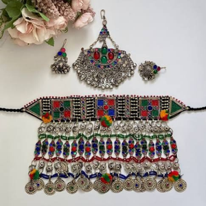 2024 New Trend High Quality Handmade Jewelry Sets Customized Multi Color Afghan Jewelry Earrings Necklace & <b>Headpiece</b> <b>Tikka</b> Sets - Product Image 5