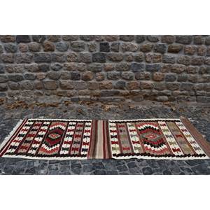 Classic Vintage Turkish <b>Wool</b> Kilim Rug Beige <b>Red</b> Patchwork Design 3.3 X 9.6 ft Rectangle Flat Weave Technique Latex for - Product Image 4