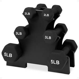 Set di manubri esagonali in acciaio rivestiti in neoprene BalanceFrom da 20 libbre con supporto, neri, per bodybuilding e allenamento delle braccia - Product Image 1