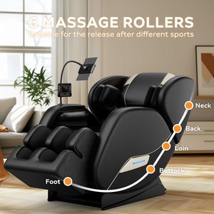 Fauteuil de massage complet pour le corps, fauteuil inclinable de massage Shiatsu à gravité zéro avec modes automatiques, roues de massage à airbag pour un déplacement facile - Product Image 2