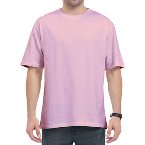 T-shirt en molleton surdimensionné pour homme, été, 100% coton, respirant, écologique, manches courtes, col rond, épaules tombantes, grande taille, uni - Product Image 3