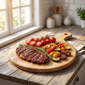 Tabla de Cortar Redonda de Madera, Tabla para Picar, Plato para Servir Pizza, Queso y Verduras, Uso en la Cocina, Precio Competitivo - Product Image 5