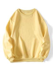 เสื้อกันหนาวไหล่ปล่อยผู้หญิง, ผ้าฝ้ายระบายอากาศน้ำหนักเบาย้อมสีล้วนพร้อมโลโก้ด้านหน้า - Product Image 6