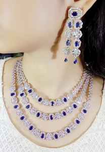 Ensemble de bijoux de luxe AD pour femmes, collier de mariage pour fête nuptiale avec boucles d'oreilles, finition dorée traditionnelle, accessoire de mode ethnique - Product Image 4