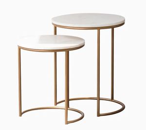 Ensemble de 3 tables gigognes en fer Fresh Arrival avec dessus en bois naturel Tables en métal au design élégant Côté lit Maison et bureau - Product Image 5