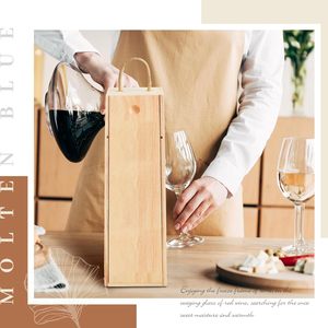 Paquete de 12 cajas de vino de madera de Navidad, caja de vino de madera sin terminar con asas de cordel y Rafia para botella individual de vino para bricolaje - Product Image 4