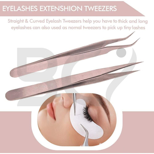 Straight and Curved Shaped Newest Product Fiber Tip Eyelash Extension Tweezers Good Quality Eyelash Grafted Tweezers - Product Image 5
