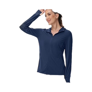 Veste à capuche de sport et de yoga pour femmes de qualité supérieure 100% polyester polaire Tissu tricoté doux Protection UV Respirabilité toute la journée - Product Image 1