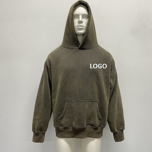 Sweats à capuche surdimensionnés de luxe en polaire personnaliséThermique de haute qualité 100% coton éponge française vierge Vintage sweat à capuche lavé à l'acide - Product Image 3