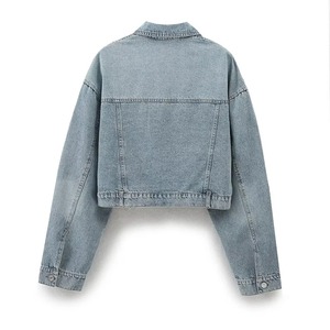 Haut décontracté à col rabattu pour femmes ensemble deux pièces streetwear taille haute pantalon en denim pour femmes - Product Image 3