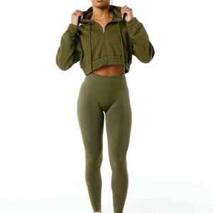 2025 nouveau hiver pull à capuche ample coton épais sweats à capuche femmes haut court conception fabrication - Product Image 1