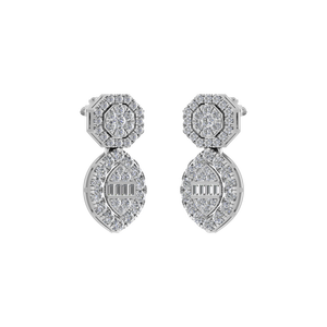 Boucles d'oreilles en forme de marquise en or massif 14 carats avec diamants naturels baguette Style tendance Fournisseur OEM ODM pour femmes - Product Image 3