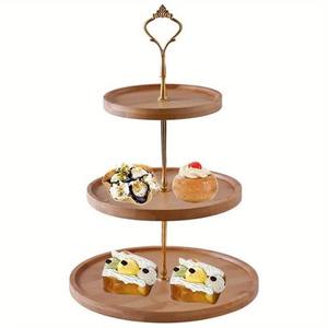 Soporte de madera de lujo de 2 niveles para pasteles Soporte elegante para cupcakes para dulces y postres Herramientas para pasteles - Product Image 6