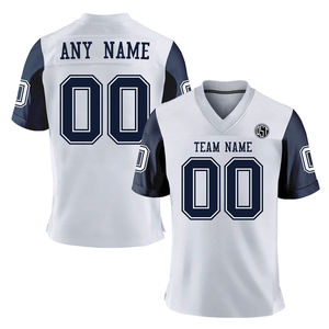 Camiseta de fútbol americano de secado rápido personalizable azul marino blanco gris transpirable manga corta personalizado impreso nombre del equipo número - Product Image 4