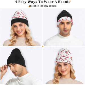 Gorro de Navidad unisex de tamaño personalizable directo de fábrica con bordado a mano 100% lana para ventas en línea Etiqueta Privada - Product Image 5