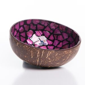 Design tendance bol en coquille de noix de coco laquée avec mosaïque de nacre incrustée - Product Image 5