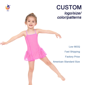 Girls Spaghetti Strap Yoga <b>Dress</b> Ballet <b>Dance</b> Style Mesh Side Embroidery Trim Sleeveless built in Shorts Summer Party Custom - Product Image 1