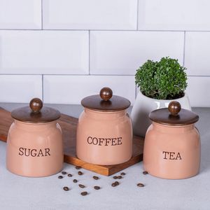<b>Tea</b> <b>Coffee</b> <b>Sugar</b> Canister <b>Set</b> of 2 | Airtight Iron Kitchen Canister | Powder Coated Metal Food Storage Jar - Product Image 2