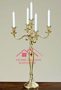 Pièce maîtresse beau 5 bras décor de Table de mariage candélabre décoration doré fini décor de mariage or candélabres - Product Image 4