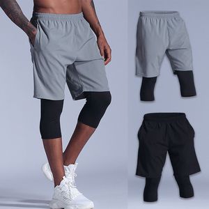 Shorts de sport élégants pour hommes, taille haute élastique, pour activités de plein air, gym, yoga, longueur genou, en Spandex/Polyester, respirants et à séchage rapide - Product Image 6