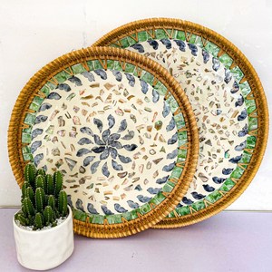 ถาดเสิร์ฟตกแต่งมุกและหวายมาใหม่สําหรับตกแต่งบ้านและตกแต่งงานปาร์ตี้ขายส่งที่ดีที่สุดในเวียดนาม - Product Image 6