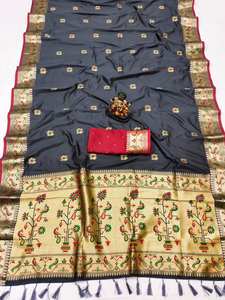 Nuevo Sari Kanchi Paithani Suave con Aspecto Elegante, Saris Listos para Usar, Sari Banarasi a Precio Accesible - Product Image 2