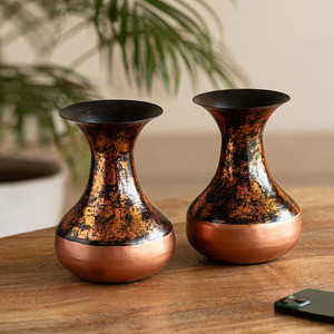 Cuivre antique touché acier inoxydable fer fleur Vase élégant extérieur maison jardin décor fête mariage événements - Product Image 1