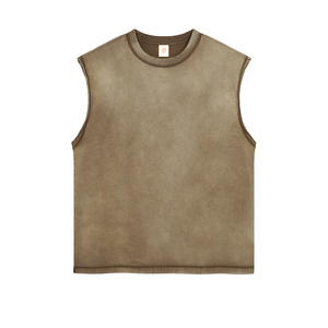 OEM Logo personnalisé 100% coton T-shirts sans manches Vintage Gym Acid Wash Débardeurs pour hommes - Product Image 2