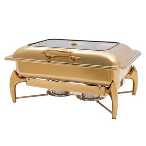 Plato de frotamiento de banquete con forma ovalada de estilo árabe, calentador de alimentos de acero inoxidable de lujo para catering profesional - Product Image 6