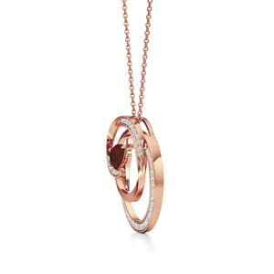Collier pendentif fleur en or 18 carats vintage avec accents de diamants et de rubis plaqués rhodium pour mariage et fiançailles - Product Image 3