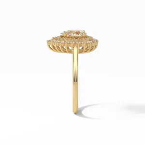 Direct Factory Supply 14K White Gold 0.94 Ct Pear Cut Moissanite Engagement <b>Ring</b> with Pave Setting GRA Certified <b>Indian</b> Exporter - Product Image 4