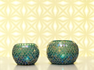 Porte-bougie cylindrique en mosaïque de verre moderne, diverses couleurs, lanternes et pots à bougies en verre modernes - Product Image 6