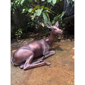 Sitting Doe Statue Farmhouse Garden Supplies <b>Christmas</b> Decoration Bronze Female <b>Reindeer</b> Sculpture For Outdoor <b>Decor</b> Items - Product Image 2