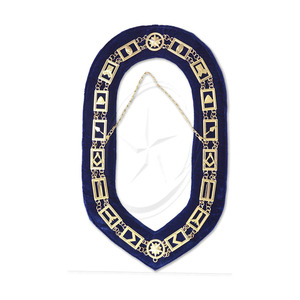 Collar de cadena masónica Blue Lodge G Square & Compass con bordado de plata de terciopelo azul Masonic Regalia - Product Image 1