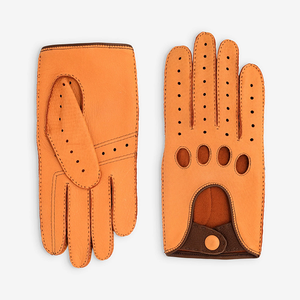 Gants de conduite à écran tactile pleine main, qualité supérieure, cuir de vache véritable pour hommes, usage quotidien en extérieur, rayés - Product Image 3