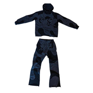 Écusson de survêtement personnalisé pour hommes broderie de couleur LOGO d'impression 3D bouffante pour hommes Slim Fit Vintage Baggy Fit Terry Men Fitness Hoodie Suit - Product Image 1